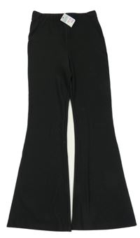Nové - černé žebrované flare kalhoty PRIMARK