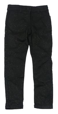 Černé třpytivé plátěné kalhoty M&Co.