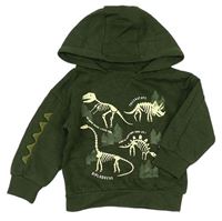 Zelená mikina s dinosaury a kapucí Primark