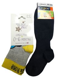 2x ponožky - tmavomodré + šedé melírované s autem