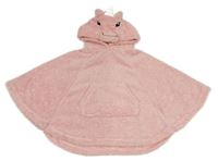 Růžové třpytivé chlupaté pončo s kapucí - jednorožec Matalan