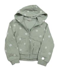 Světlezelená puntíkatá propínací mikina s kapucí H&M