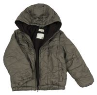 Tmavošedá šusťáková zateplená bunda s kapucí Tex