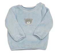 Světlemodrá chlupatá mikina s medvědem Nutmeg