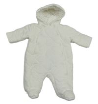 Bílá prošívaná zateplená kombinéza s kapucí George