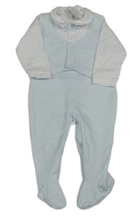 Nové - Světlemodro-bílý overal se sakem a motýlkem