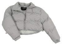 Šedá šusťáková zimní crop bunda