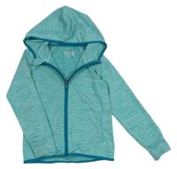 Tyrkysová melírovaná sportovní propínací mikina s kapucí Matalan