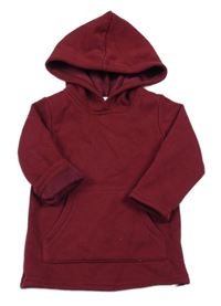 Vínová dlouhá mikina s kapucí