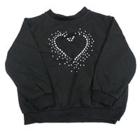 Černá mikina se srdcem z kamínků