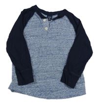 Modro-tmavomodré melírované triko s knoflíky GAP