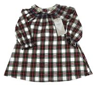 Nové - Světlešedo-černo-červené kostkované šaty s výšivkou M&S