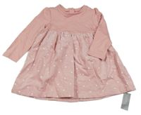 Nové - Růžové teplákovo/manšestrové šaty s puntíky Dunnes