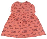 Korálové bavlněné šaty s nápisy H&M