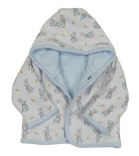 Světlemodrá zateplená propínací mikina s králíky a kapucí