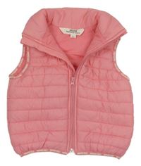 Růžová prošívaná šusťáková zateplená vesta