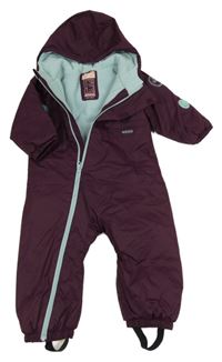 Vínová šusťáková zimní funkční kombinéza s kapucí Wed'ze