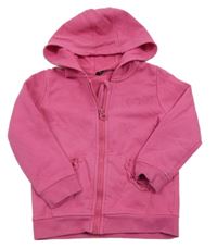 Fuchsiová propínací mikina s výšivkou a kapucí George