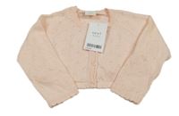 Nové - Světlerůžové perforované propínací svetrové bolerko Next