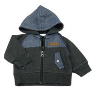 Antracitovo-tmavomodrá melírovaná propínací mikina s kapucí McKenzie