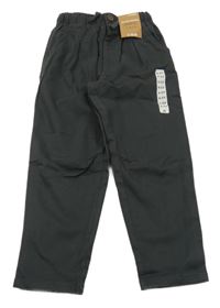 Nové - Antracitové plátěné relaxed kalhoty Dunnes