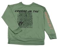 Khaki mikina s levhartem a nápisem George