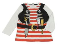 Bílo-červeno-černé triko - pirát Kiki&Koko