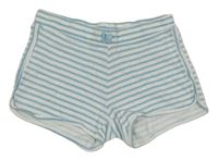 Bílo-světlemodré pruhované bavlněné kraťasy C&A