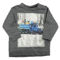 Tmavošedá melírovaná mikina s náklaďákem H&M