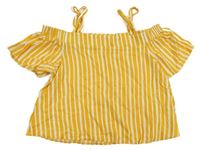 Hořčicovo-bílé pruhované lehké crop tričko Primark