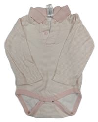 Světlerůžovo-bílé pruhované polo body C&A