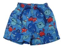 Modré plážové kraťasy s podmořským světem zn. Matalan
