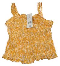 Pomerančovo-bílý vzorovaný žabičkový crop top F&F