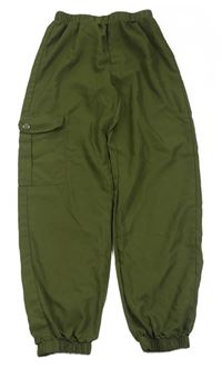 Khaki cuff kalhoty s kapsami shein