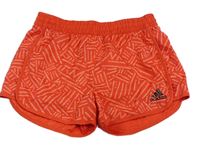 Korálové vzorované sportovní kraťasy s logem Adidas