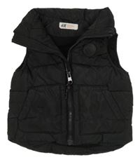 Černá šusťáková zateplená vesta s nášivkou H&M