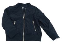 Tmavomodrý šusťákový podzimní bomber se zipy H&M