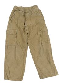 Béžové manšestráky s kapsami 