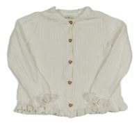 Bílý žebrovaný propínací lehký svetr F&F