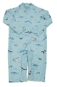 Světlemodrý UV overal se žraloky Next