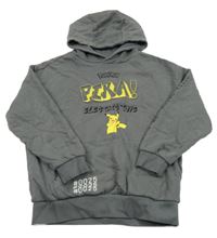 Tmavošedá mikina s Pikachu a kapucí 
