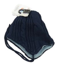 Nové - tmavomodrá pletená podšitá čepice Liegelind