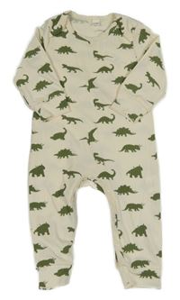 Smetanový overal s dinosaury 