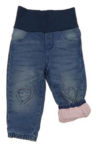 Modré podšité rifle s úpletovým pasem 