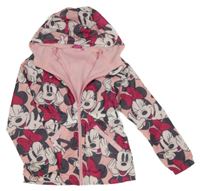 Růžová šusťáková jarní parka s Minnie a kapucí Disney