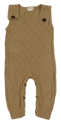 Hnědé vzorované pletené laclové tepláky 