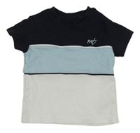 Bílo-modro-tmavomodré tričko Next