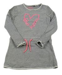 Černo-bílé pruhované šaty se srdcem blue seven