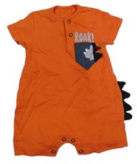Oranžový kraťasový overal s ostny a dinem 