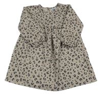 Béžovo-černé leopardí úpletové šaty Primark